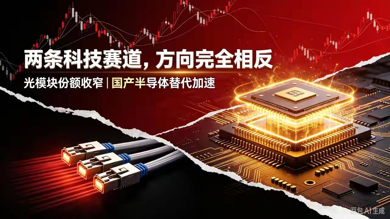 两大科技主线逻辑反向：光模块边际收缩，国产半导体持续突围当下科技板块内部分