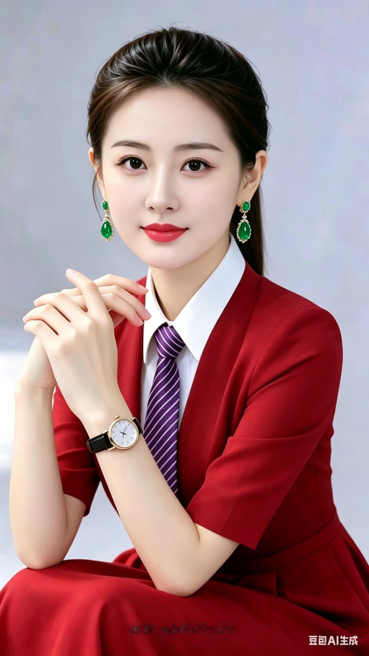 这姑娘端庄秀丽，温馨大方，打扮得真精神！