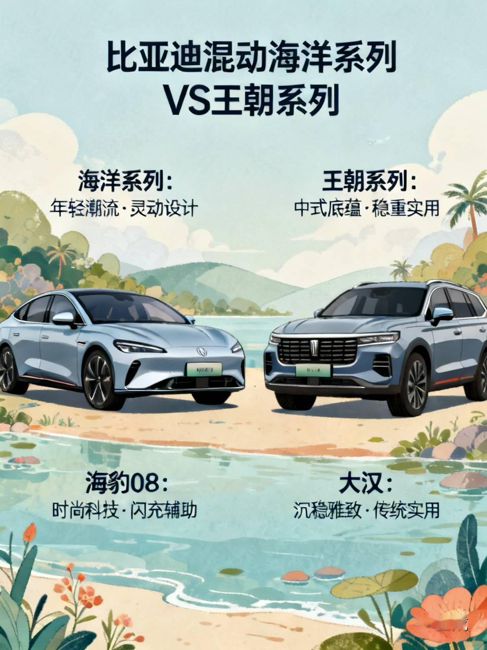 比亚迪混动海洋系列和王朝系列哪个更适合女孩子开，得看个人喜好。海洋系列主打年轻