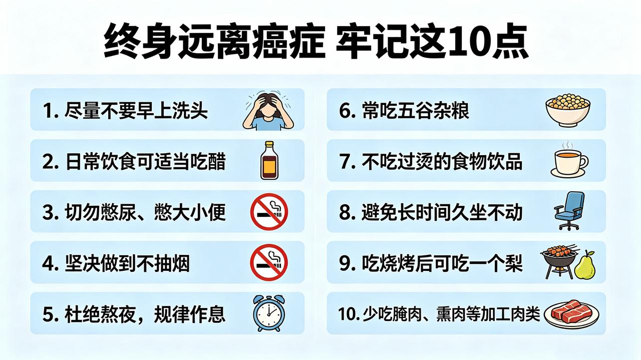 终身远离癌症牢记这10点想要远离癌症，日常养成好习惯至关重要，牢记以下