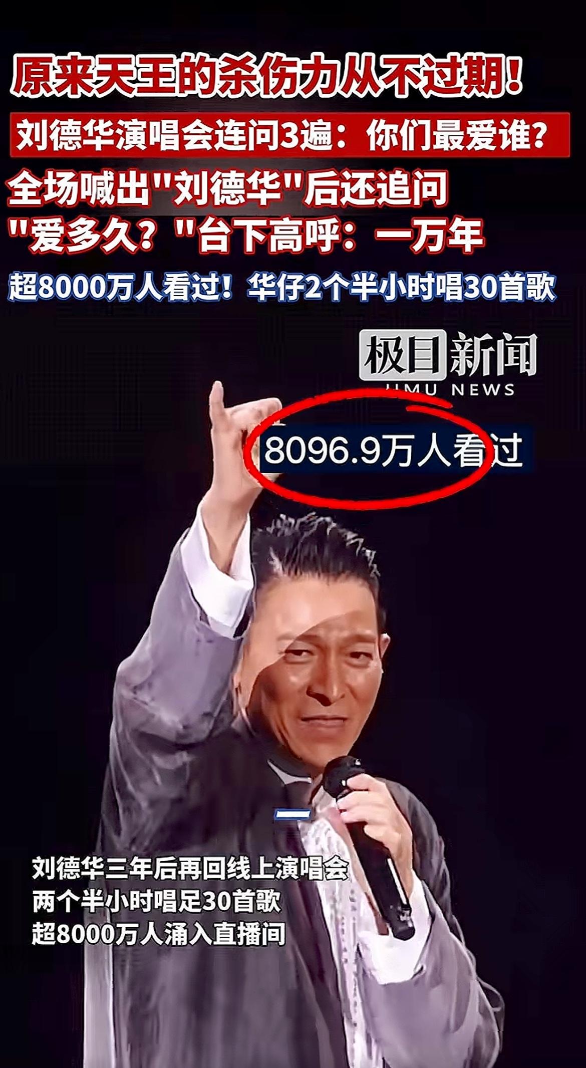 天王还是天王，号召力几十年如一日，千万级直播观众！刘德华今晚抖音线上演唱会！