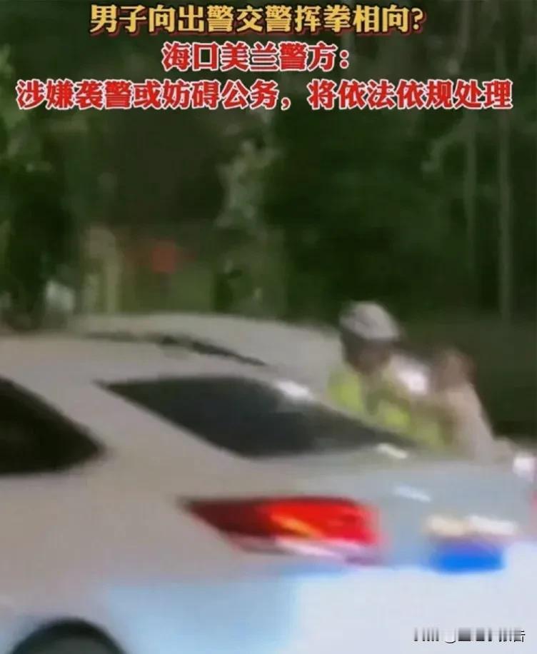 一时冲动?海口一男子驾车发生交通事故，竟然挥拳打交警。涉嫌妨碍公务，刑拘没商量。