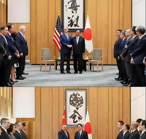 日本接待美国和中国，同一个地方，但是一个安排的是椅子，一个安排的是沙发，有什么说