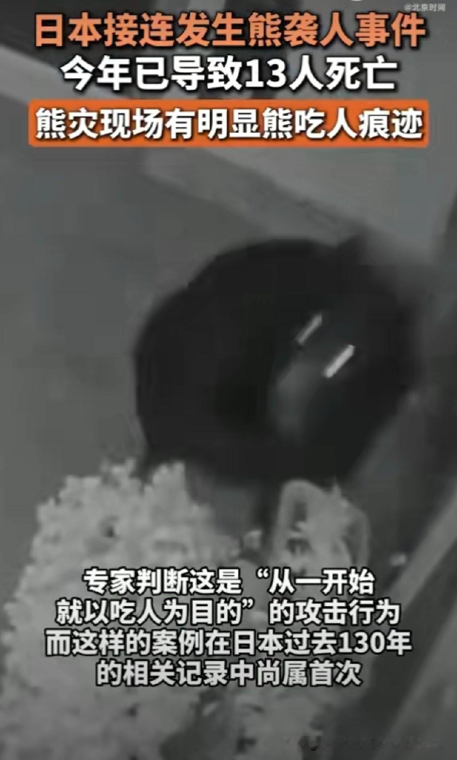 日本此次熊灾现场有明显熊吃人的痕迹，这其实再正常不过了，当某种动物发现人肉挺