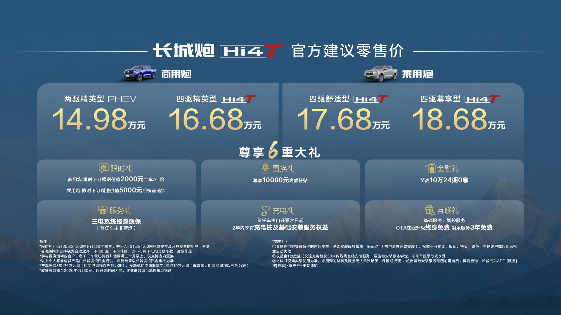 长城炮Hi4-T上市了，两驱精英型PHEV14.98万元，四驱精英型Hi4-T