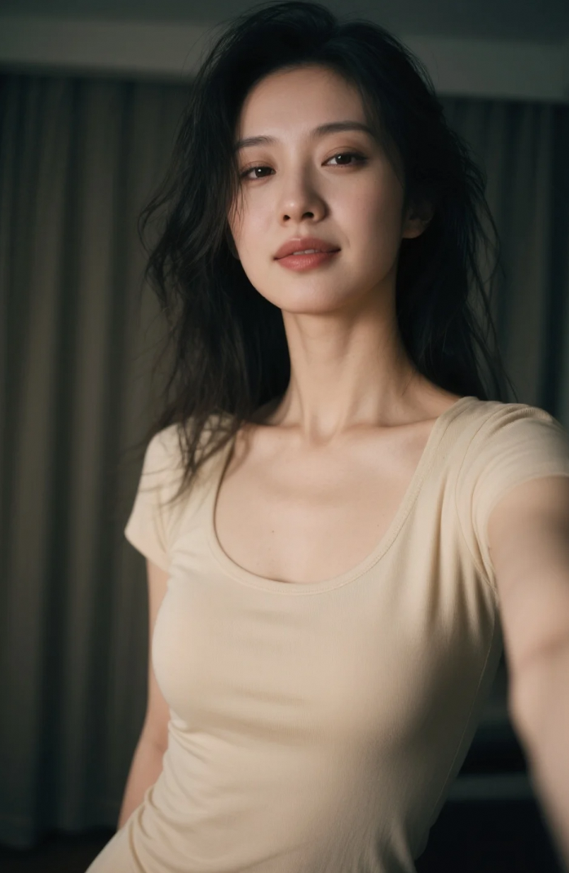 昏暗房间+凌乱发丝，氛围感瞬间拉满