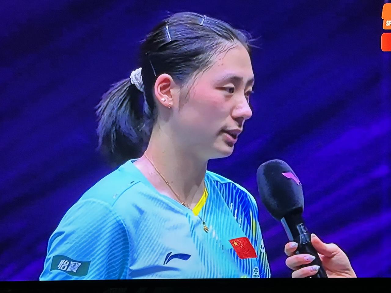 八分之一女单决赛险胜索克斯的陈熠在接受采访时说的话很得体，她说这是一场精彩的比赛