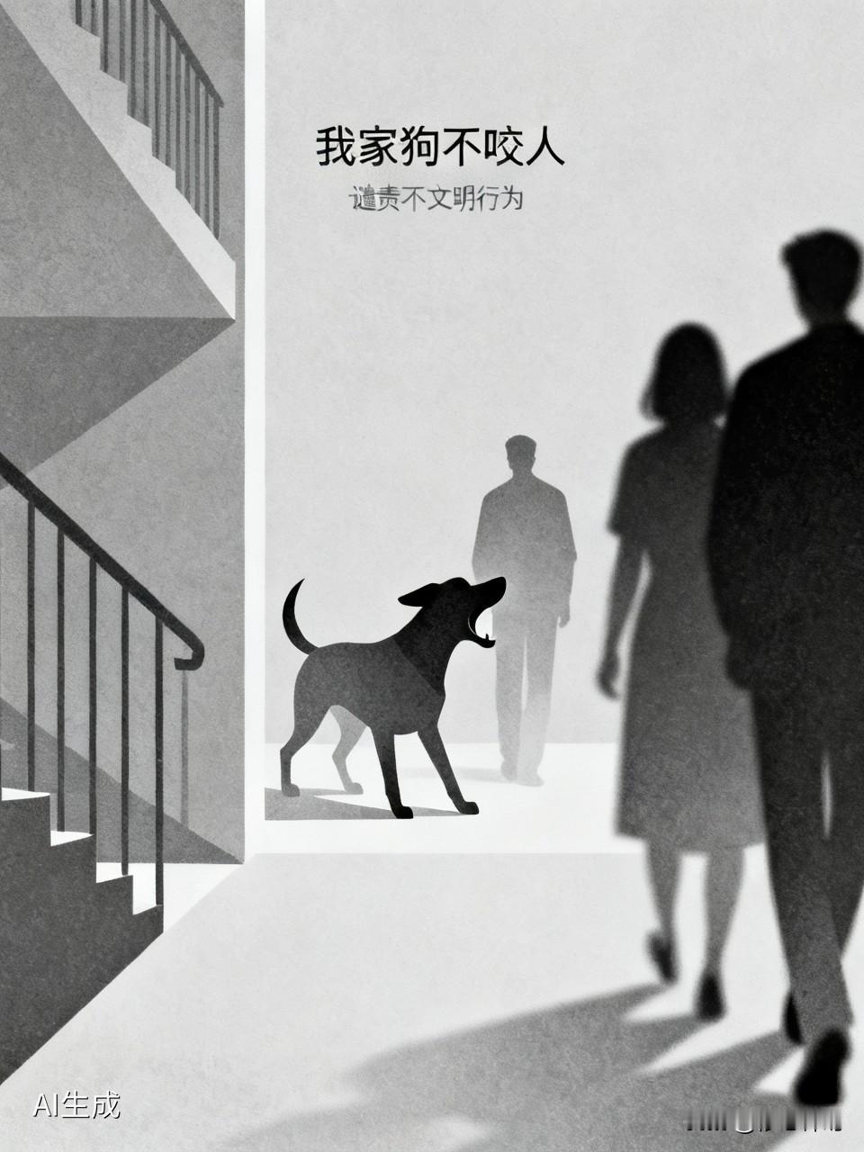 晚饭后和老公出门打球，刚走出楼道突然遇上一只未牵绳的狗。狗狗径直冲到身前，突然大