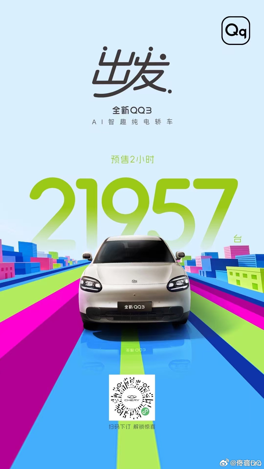 奇瑞QQ3也开始预售了，价格还有零有整的：310km热爱版：68920元310