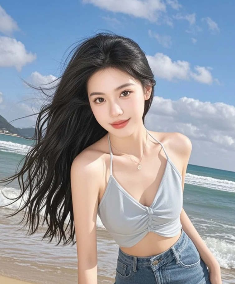 她在旅途中微笑，把风景穿成心灵的诗