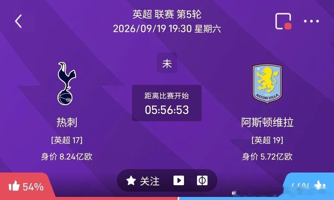 热刺vs阿斯顿维拉1️⃣热刺（英超第17）✅利好：球队总身价更高，主场作战拥