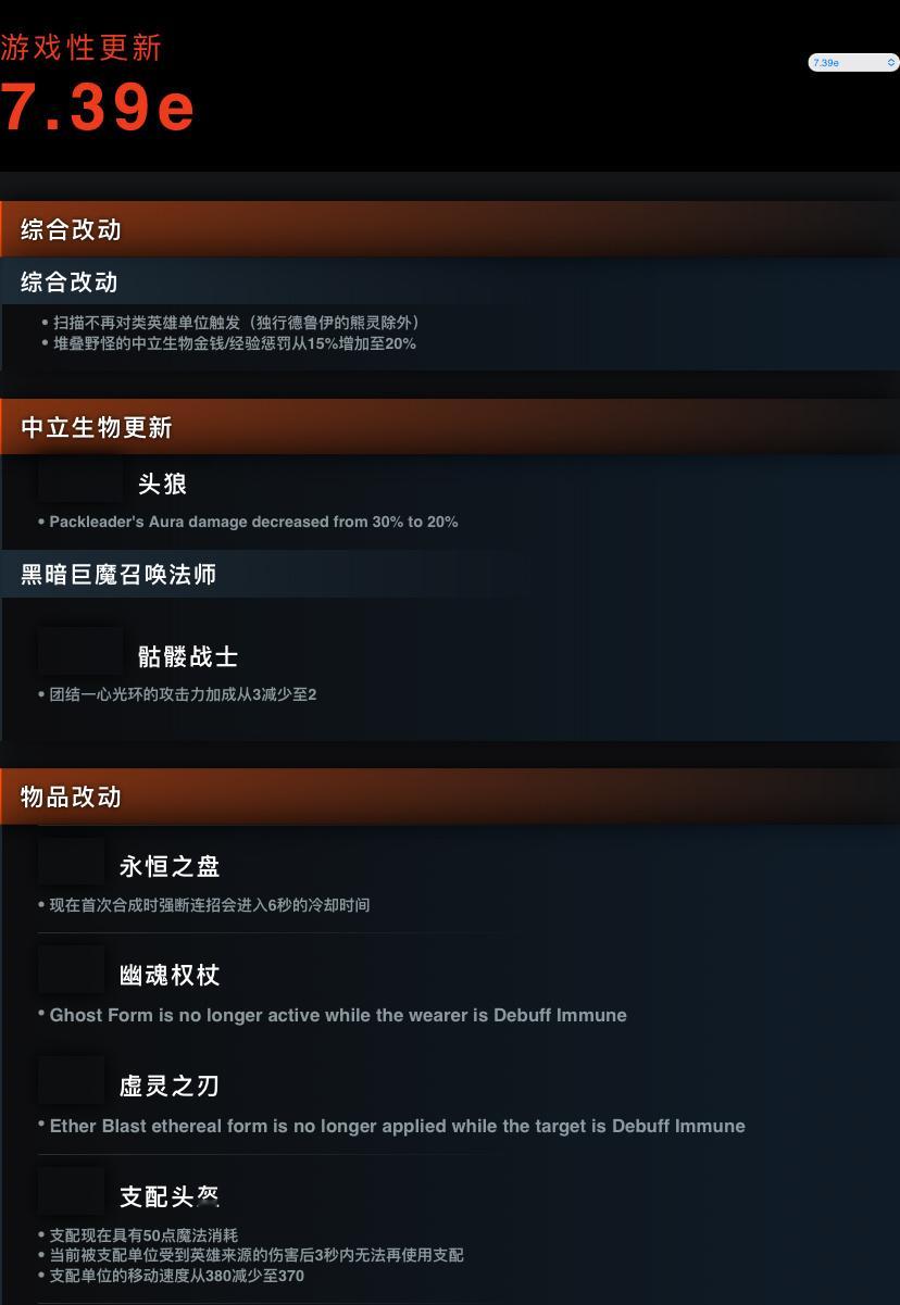 7.39e如约而至凯正式进入CW模式，支配遭削弱，四级中立那个黑鸟法杖变成短暂无