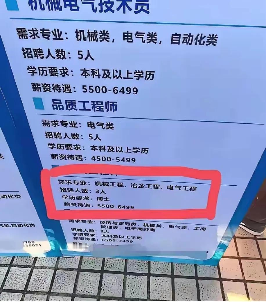 今天刷到个国企招聘板,直接给我看愣了,机械、电气类本科岗,薪资5500起;但旁
