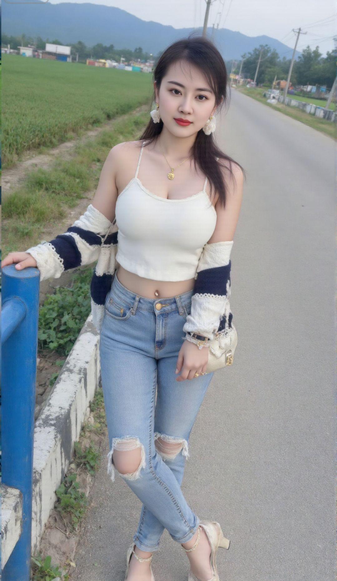 紧身牛仔裤单身小姐姐