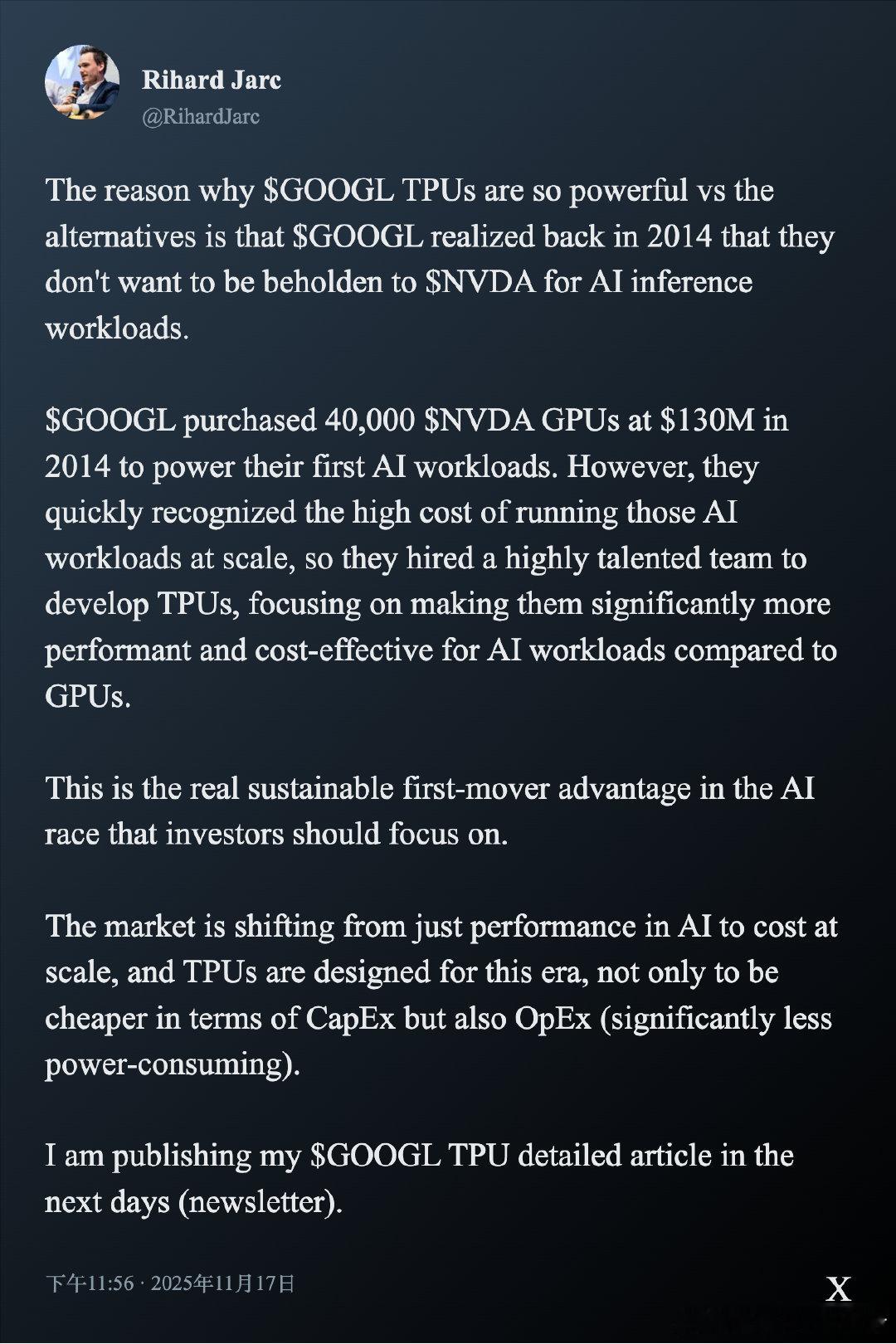 2014年，Google首次采购4万块NVIDIAGPU，花费1.3亿美元支持