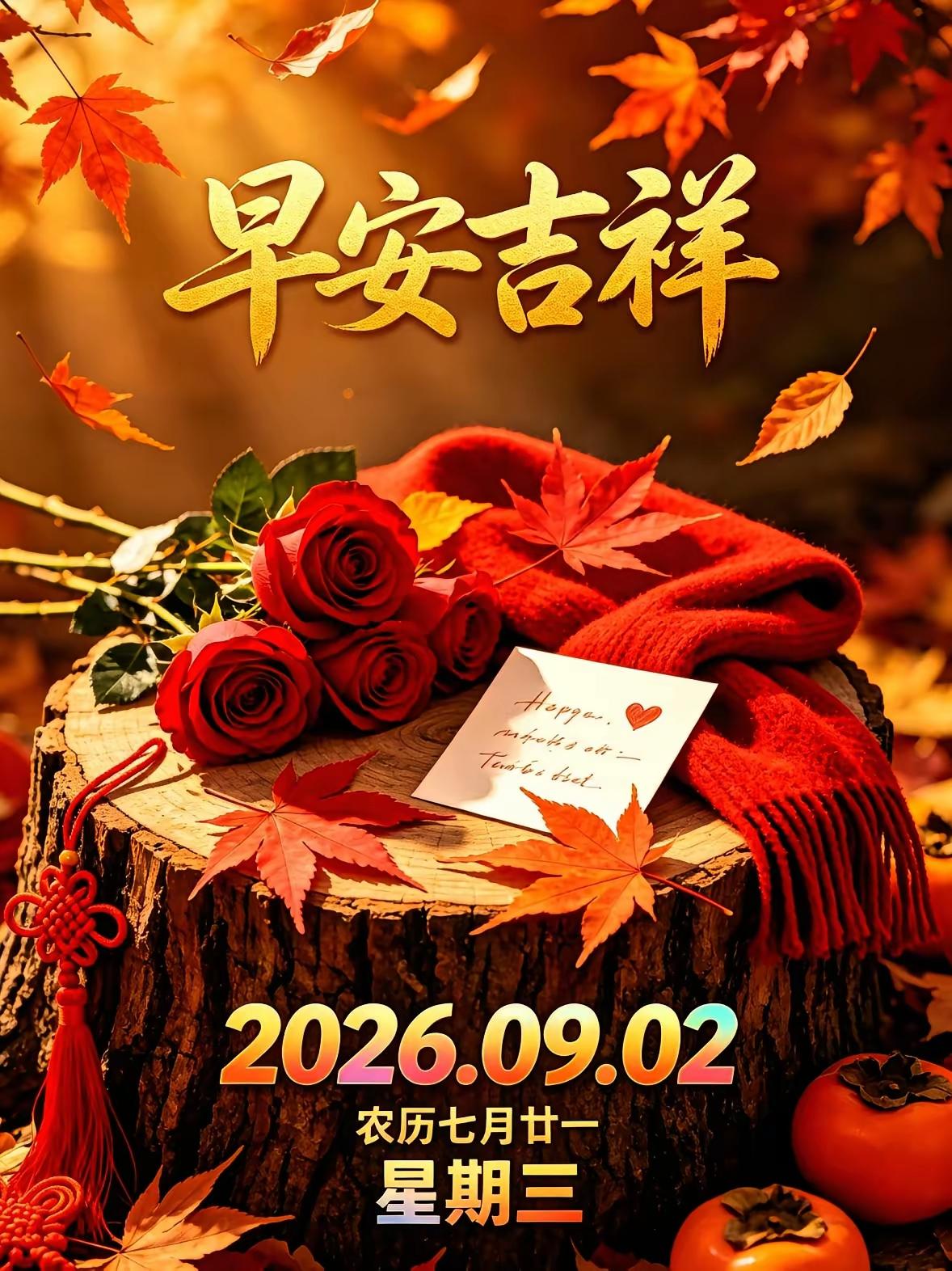 9.2日🌹🍎早上好♥️🌹愿我们秋日纳千祥，阖家皆顺遂，越来越好！