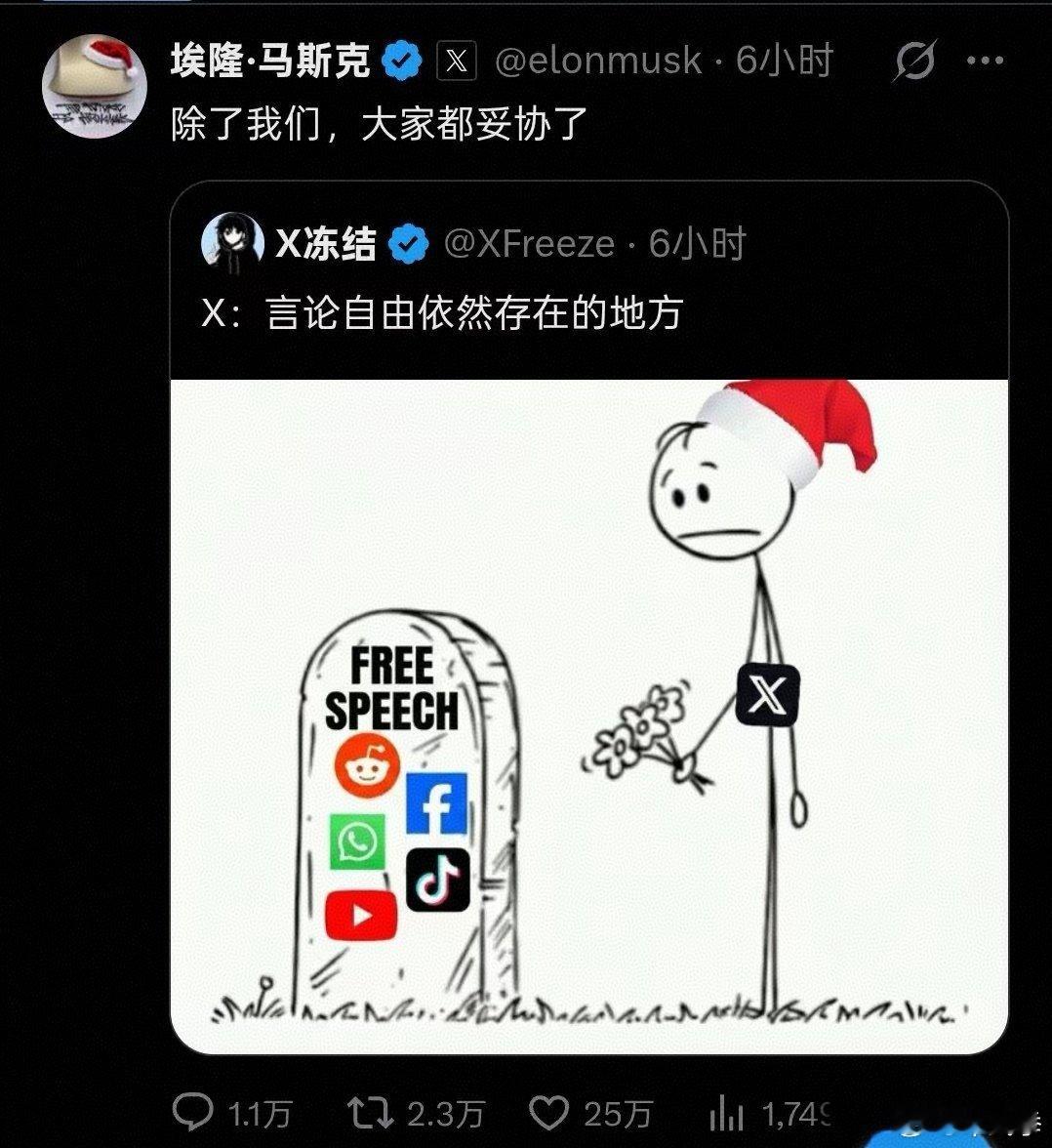 马斯克炫耀外国的社交媒体唯独他的平台x能言论自由！其实他的社交媒体