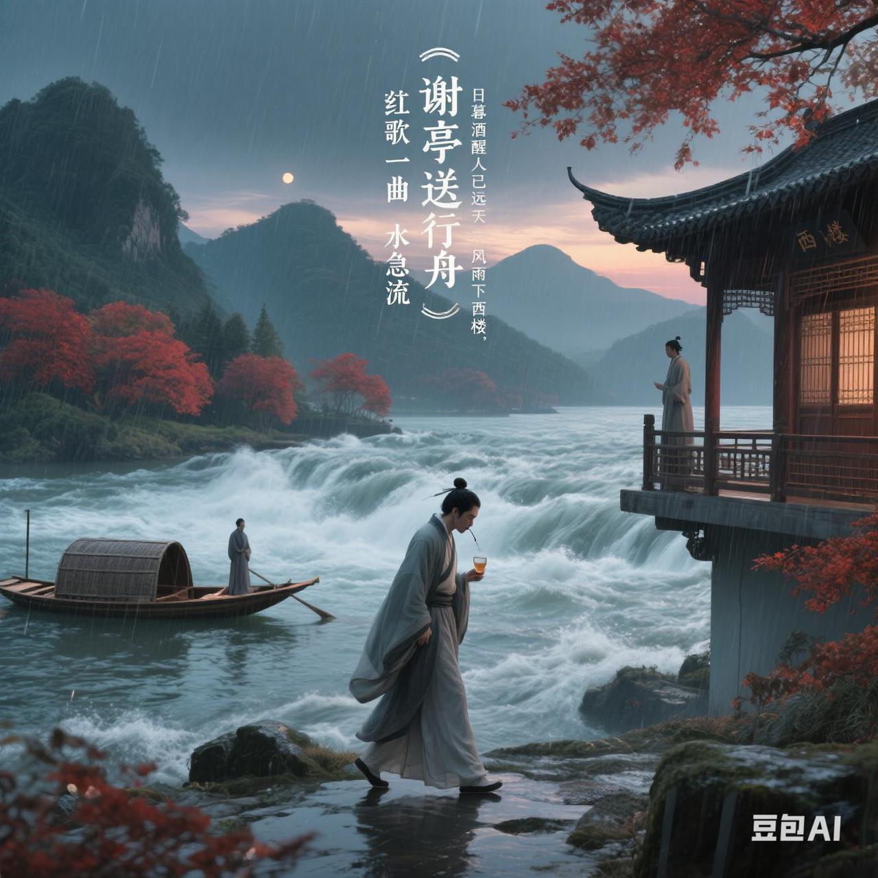 上联：晨递幽香醉远客，下联：夕阳轻染暮云霞，下联：夜送清辉照归人。