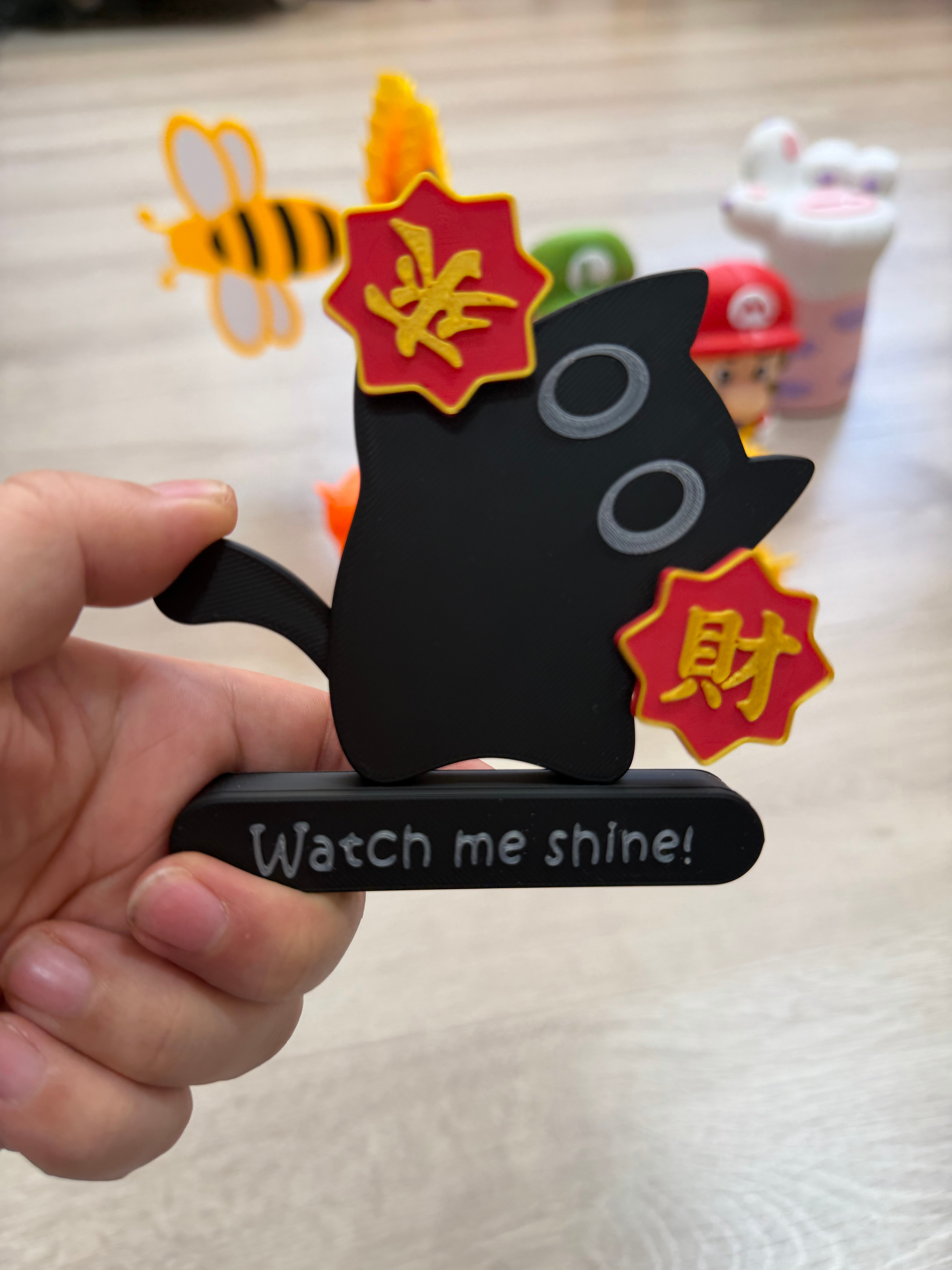 假期的3d打印作品，姥爷的风车和虎，姥姥的佛，大姨的猴和猫，哥哥的马里奥兄弟，