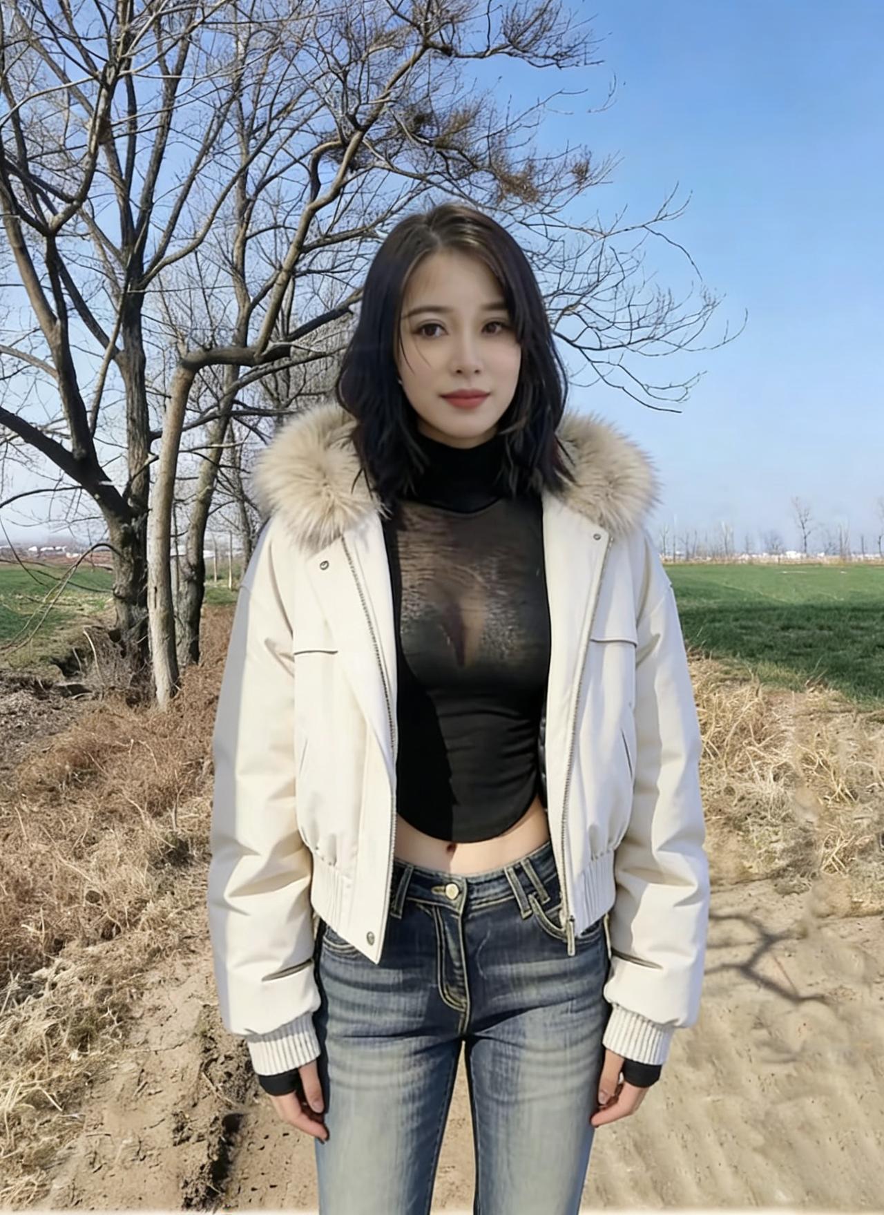 朔风梳林影，寒日透层云。荒蹊凝晓露，平野接苍旻。素袄裁霜色，狐茸暖玉身。黑