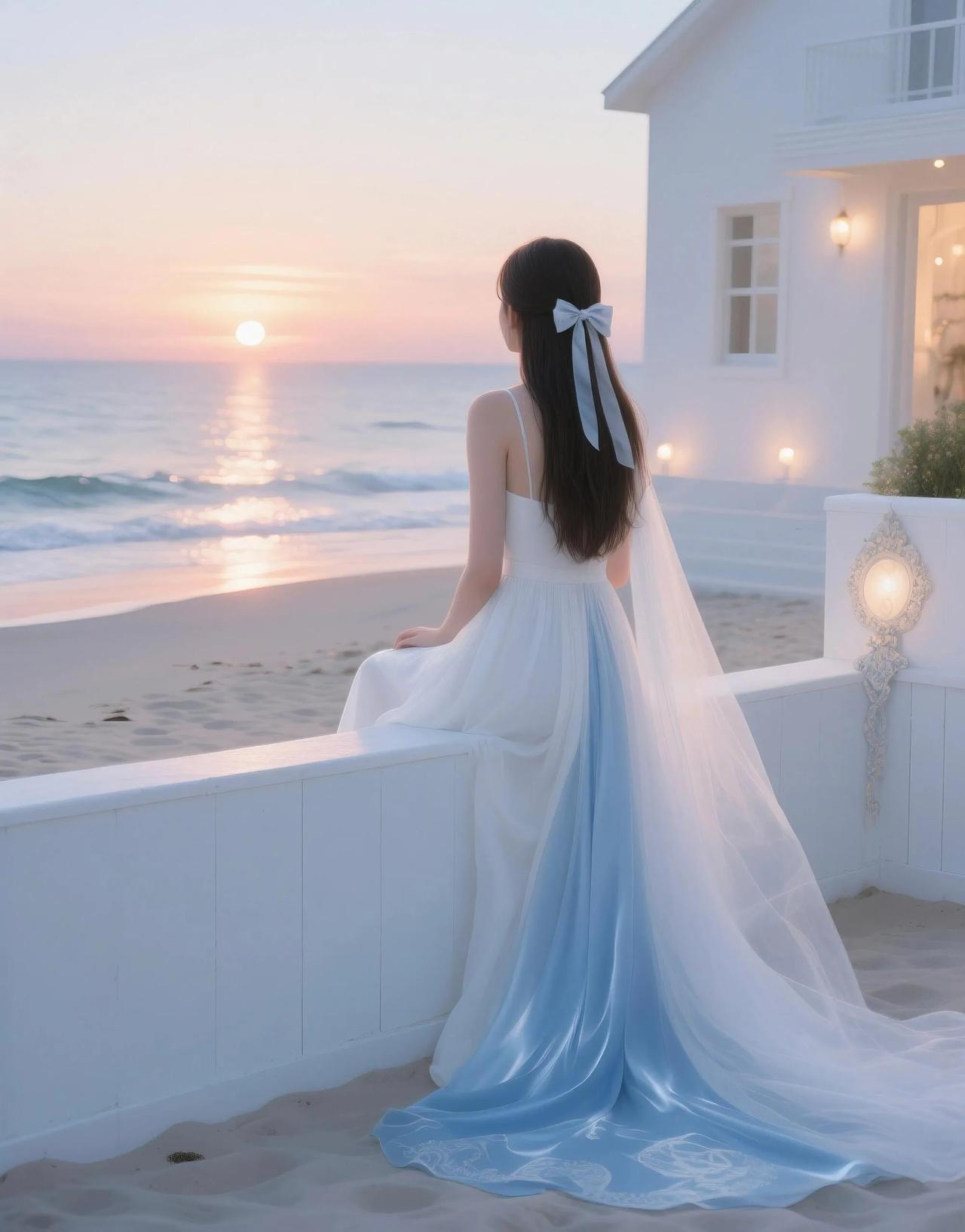 夕阳下的海边