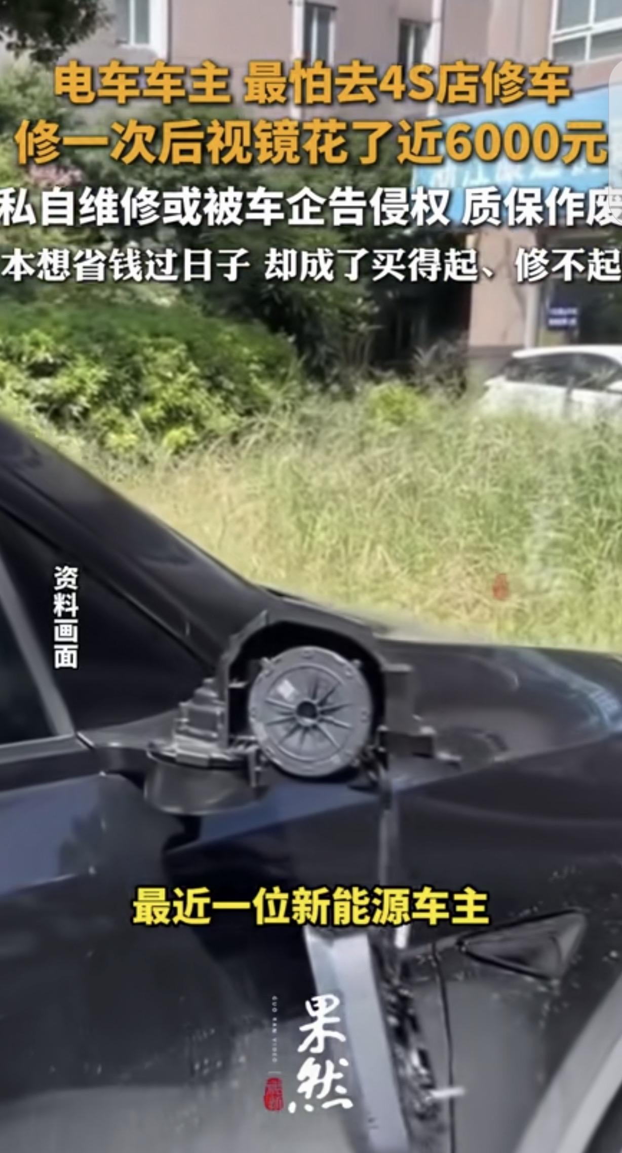 “离了大谱！”一位男子开着新能源车，倒车时不小心撞坏了后视镜，看似微不足道的车身