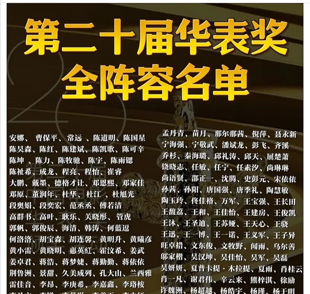 华表奖盛宴出席名单出来了，果然是两年一度的电影界盛会啊，老戏骨跟影视大咖基本都到
