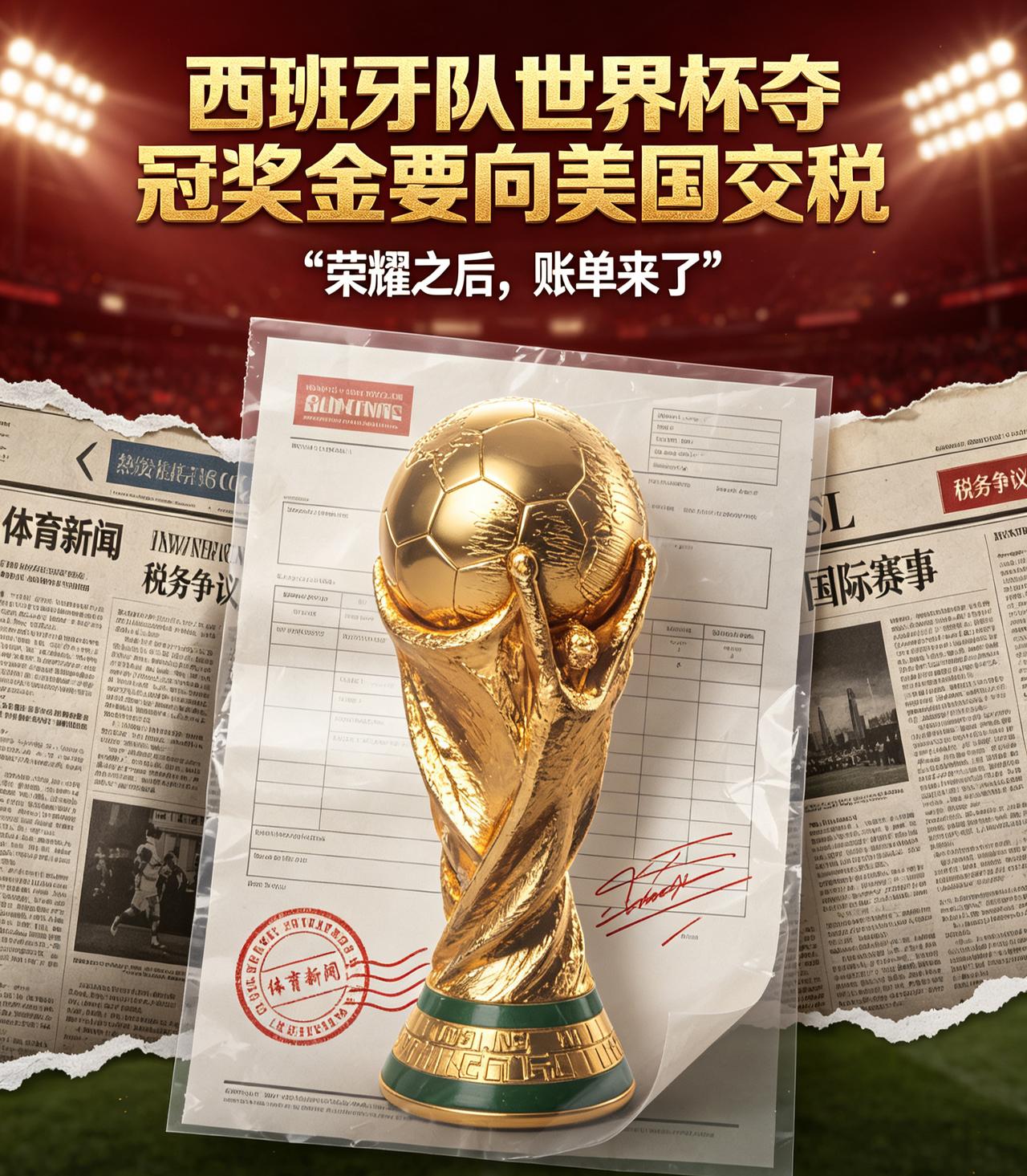西班牙队世界杯夺冠奖金要向美国交小一半，这找谁说理去呀！西班牙拿下2026