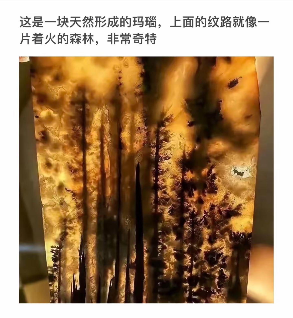 天然玛瑙，火焰森林纹理，独特自然之美！