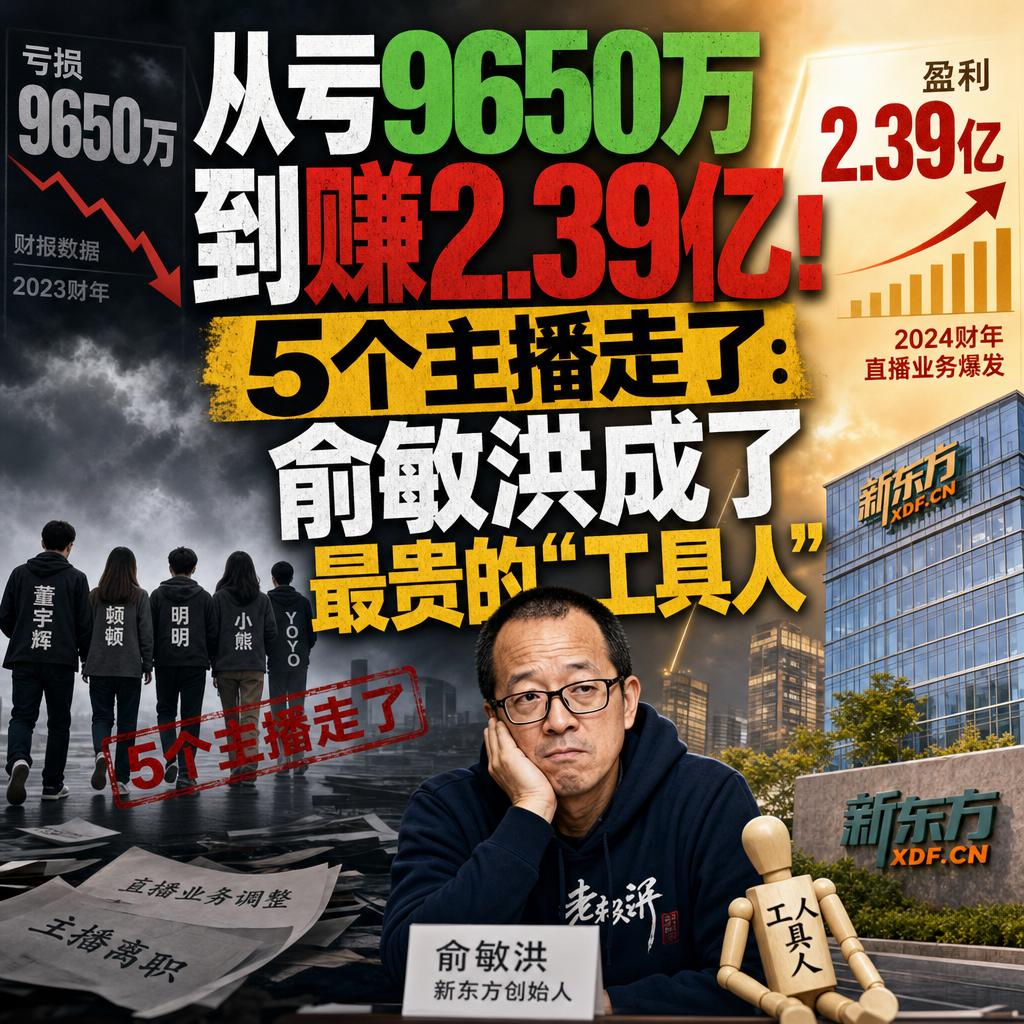 东方甄选半年内送走五位主播，财报却从亏损9679.9万元变成盈利2.39亿元。