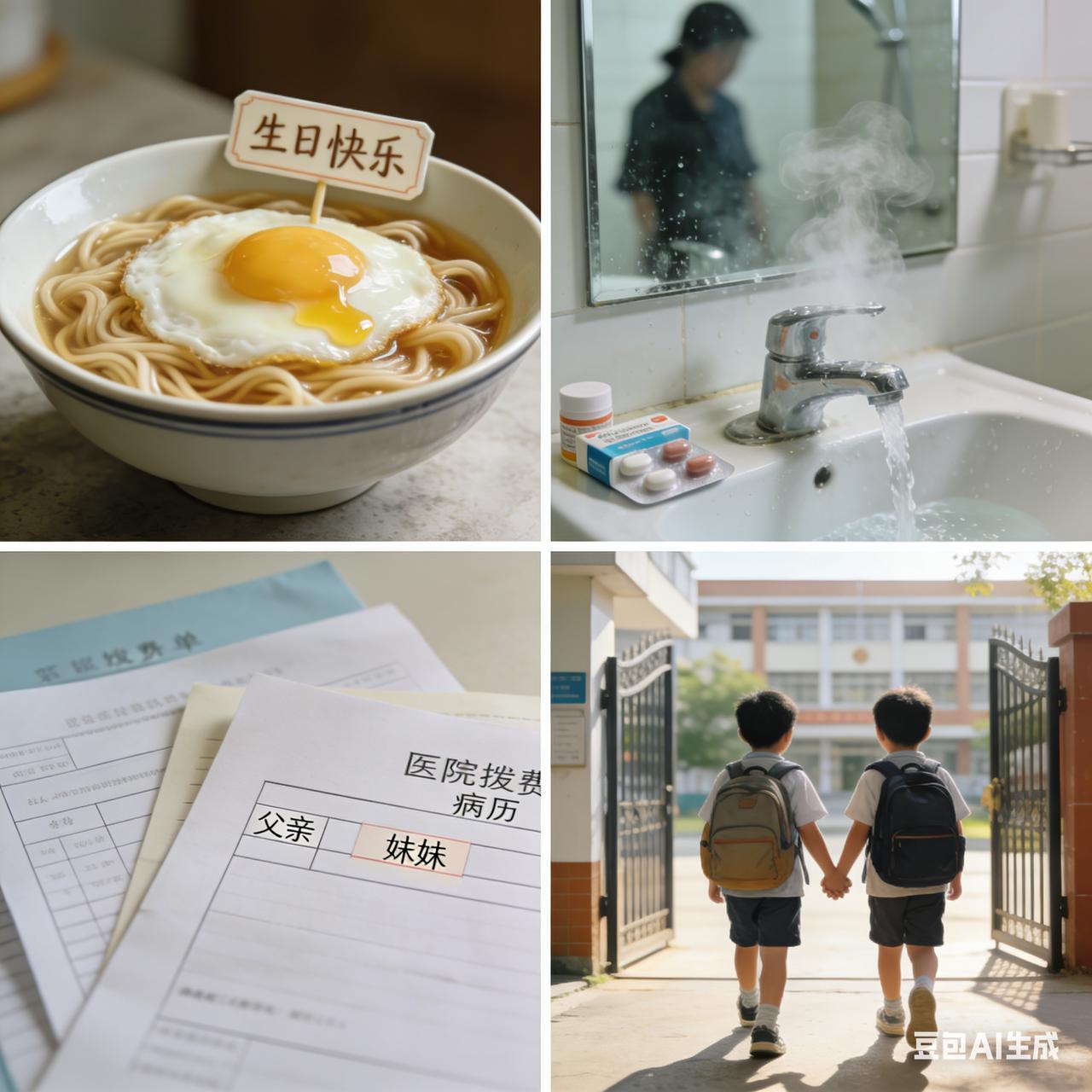 今天过生日，给自己煮了珠江面，搭配荷包蛋。感冒了，决定在家洗澡。晚上和妹妹，