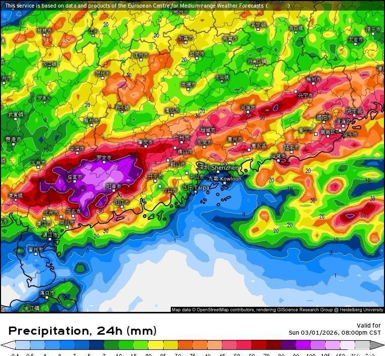 2月末3月初广东可能有大范围降雨目前数值预报认为，2月末3月初广东850百帕