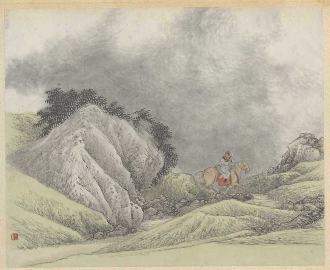 清任预十二生肖。每开描绘一个生肖形象，与人物、山水、花鸟画相融合，组成了不同