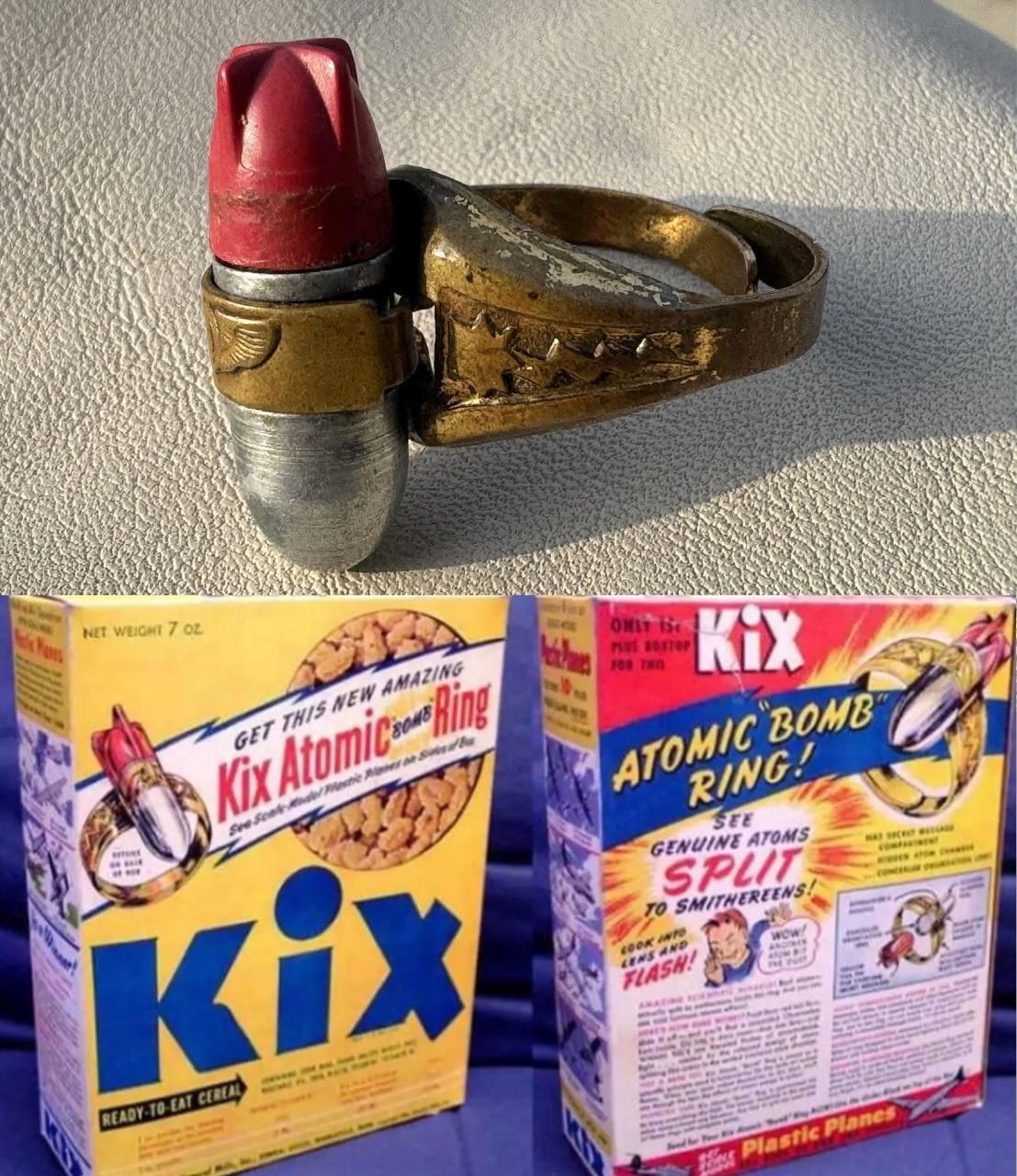 1947年，孩子们只需花15美分和一个盒盖，就能从Kix麦片盒背面订购一款含有真