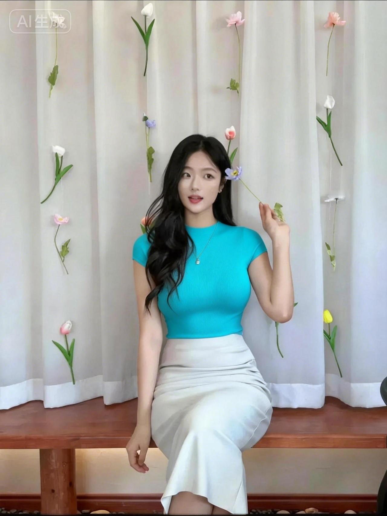 清新自然，花海中的优雅女神