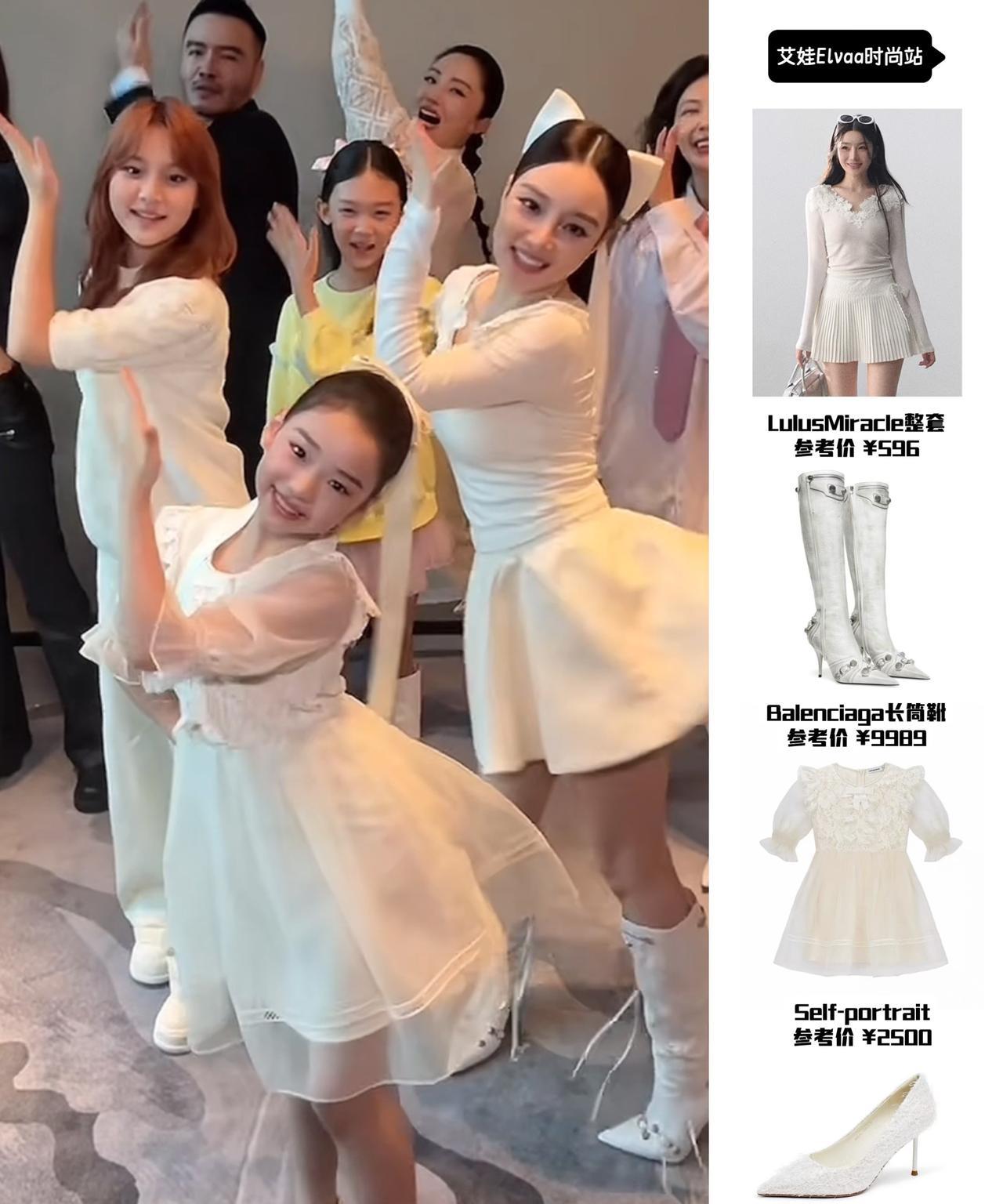 董璇小酒窝母女和李小璐甜馨母女一起跳舞，小酒窝和甜馨这两位星二代颜值都很高，小甜