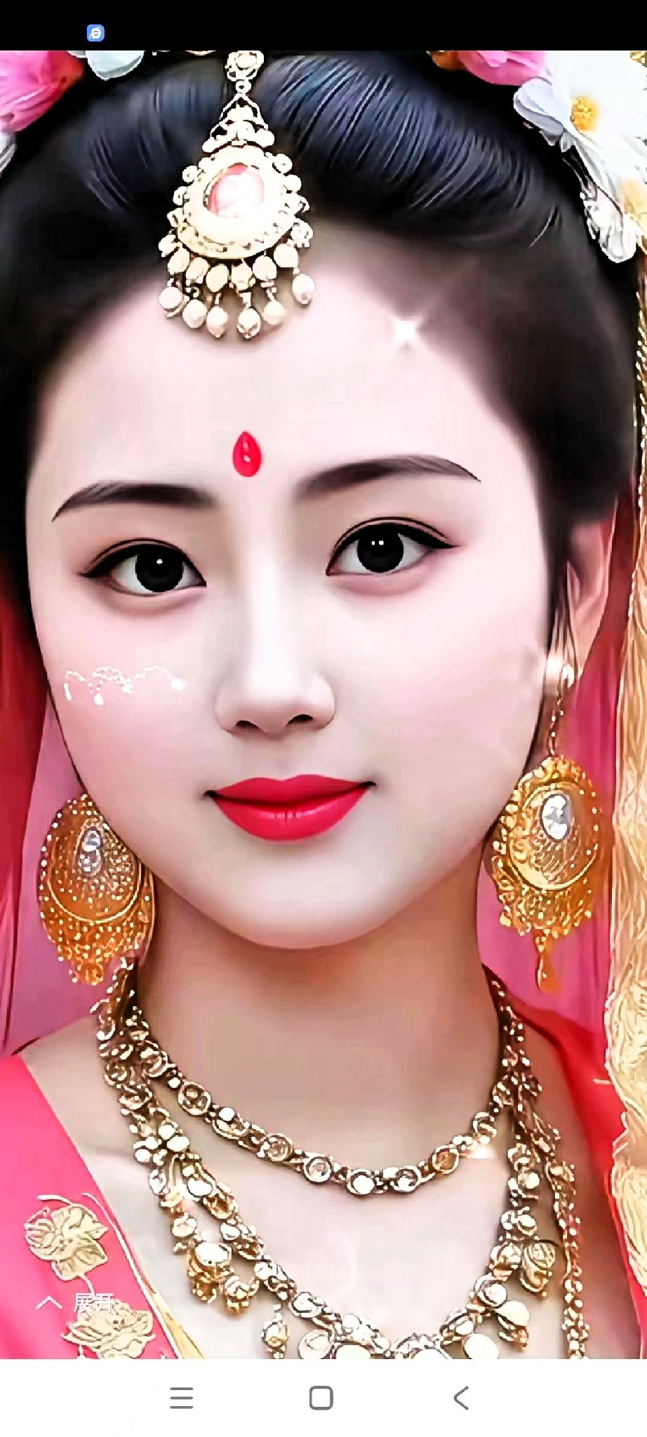 惊艳的古典美人，红唇金饰，美不胜收！