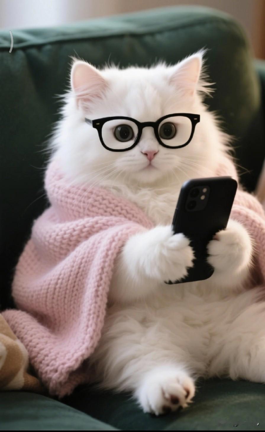 亲，快来看，快来看，俺家的小猫咪多可爱好多铲屎官刷到自家猫盯着手机里