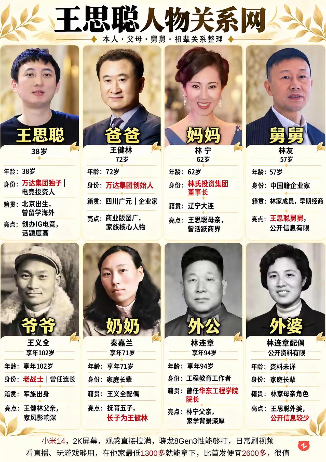 王思聪背后的关系网有多强？父母、爷爷、家族一次看懂王思聪名人合集王健林