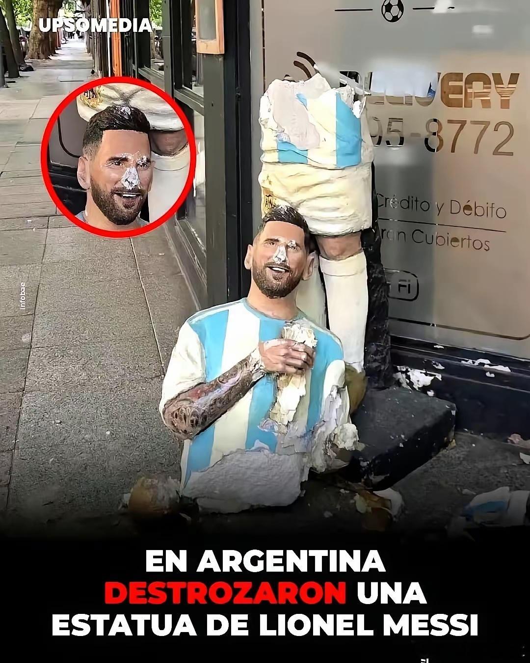 梅西雕像又双叒叕被摧毁了由于阿根廷人民对足协一个疑似不公平的奖杯不满，球迷们纷纷