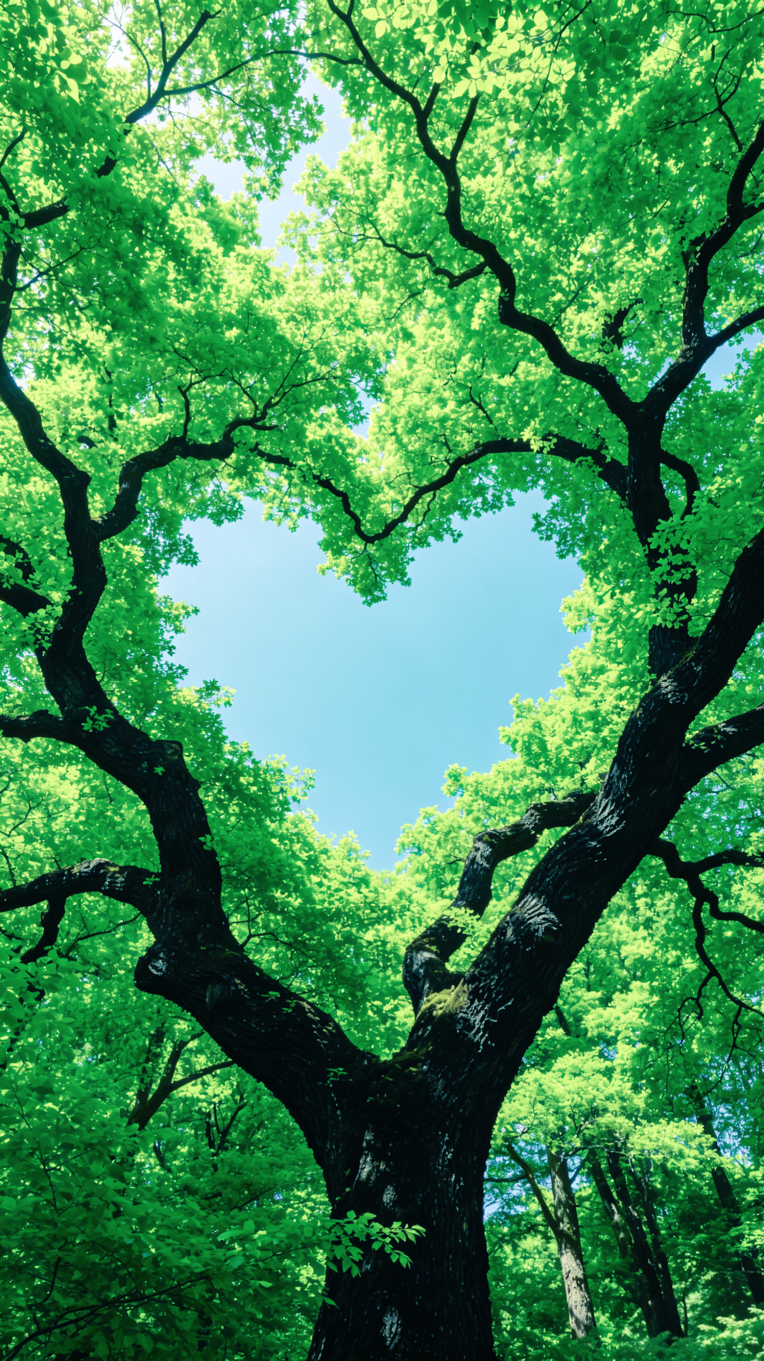手机壁纸|抬头撞见春天的小心心💚连树木都在偷偷浪漫