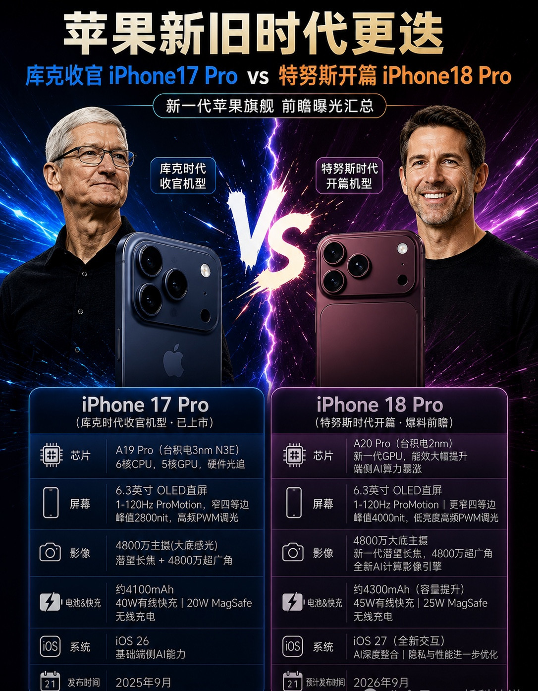 苹果新旧交接，iPhone18Pro成换代分水岭？库克时代的iPhone17Pro还没完全退场，下一