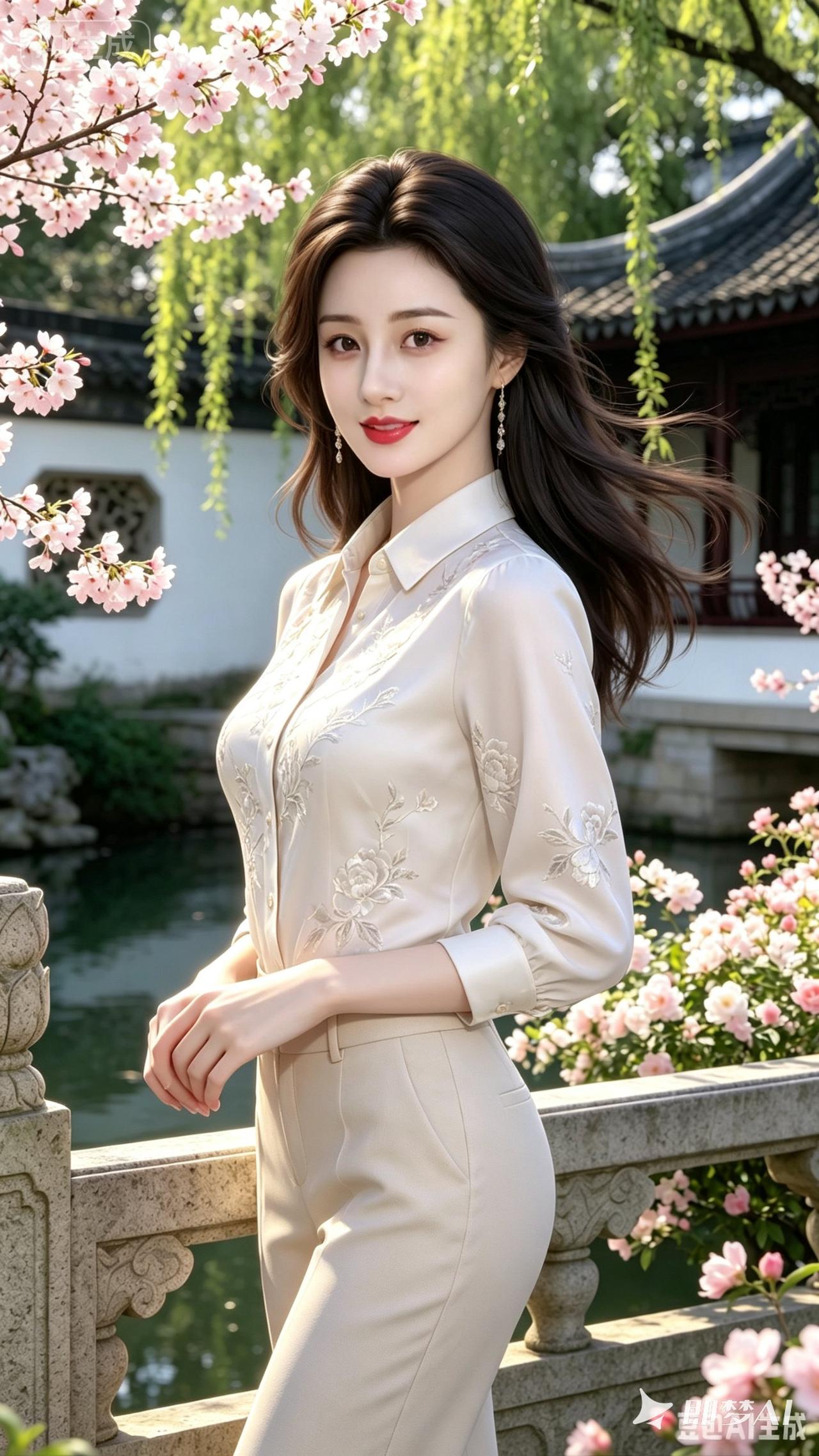 春日游园，花间漫步，优雅气质，尽显东方之美。