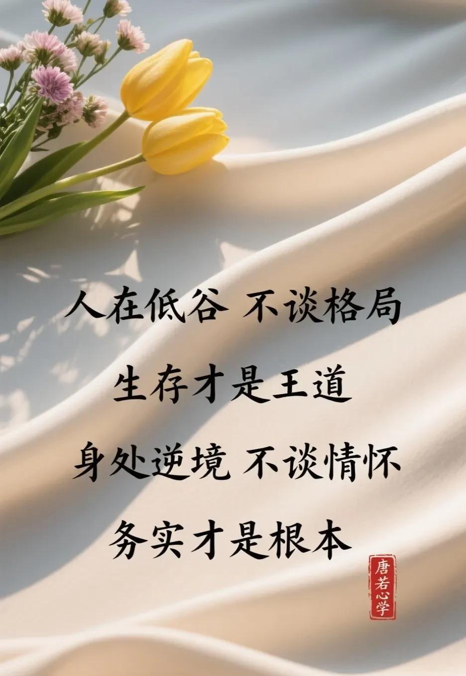 醍醐灌顶的一段话：人在低谷，不谈格局，生存才是王道；身处逆境，不谈情怀，务实才是