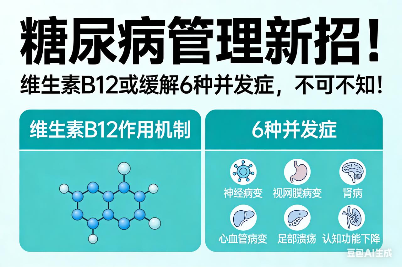 糖尿病管理新招！维生素B12或缓解6种并发症，不可不知！维生素B12：糖尿病