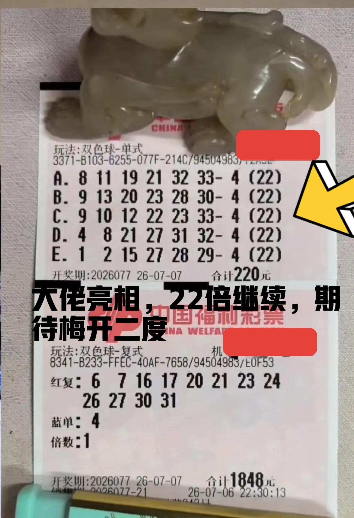 大佬来袭，继续独蓝，期待梅开二度！经过很多期之后，上一期大佬斩获好运，这一期期待