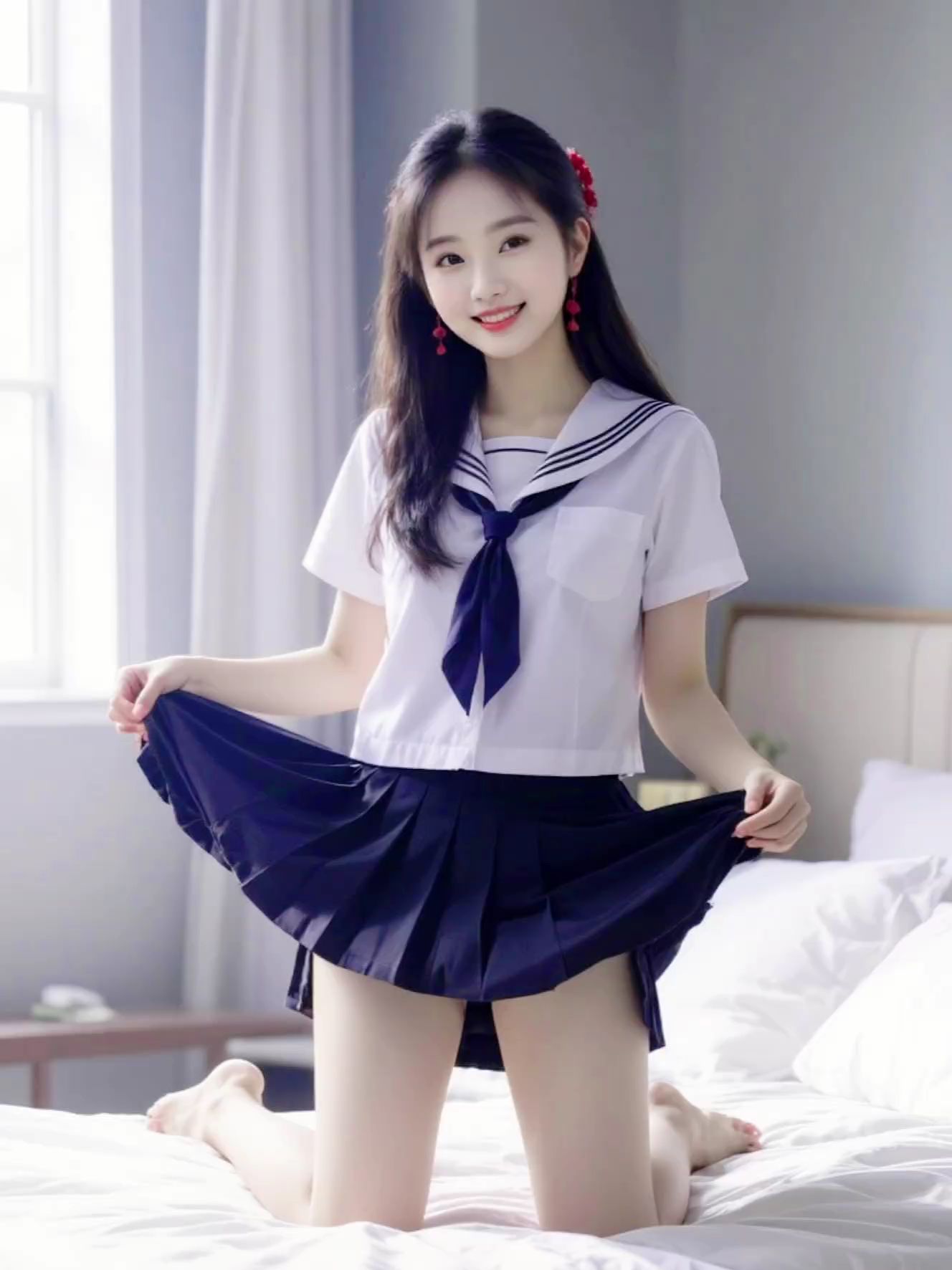 AI日系床照 ai创作 推广 摄影 少女写真