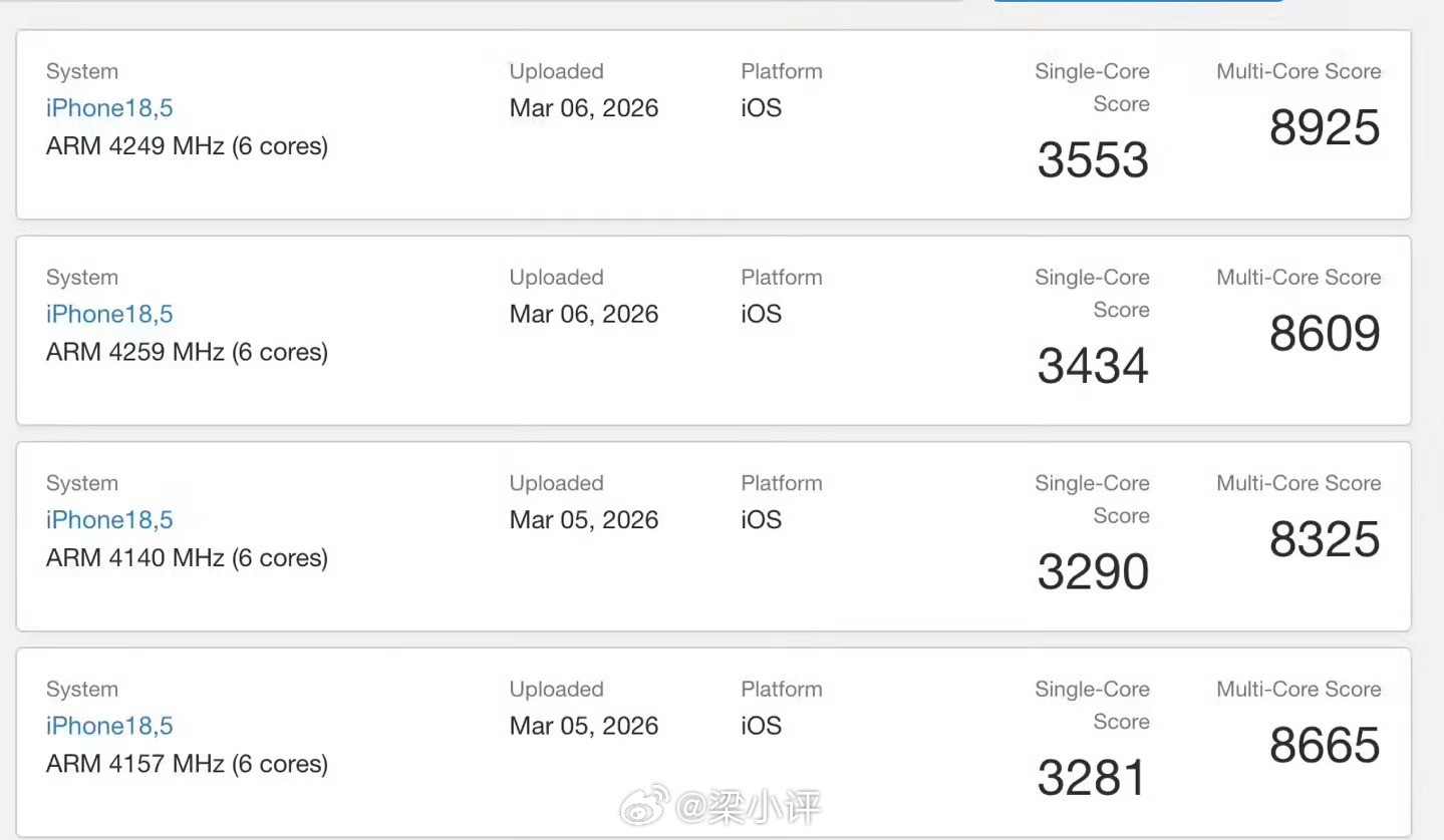 iPhone17e跑分出炉CPU多核iPhone17e：9241分iPho