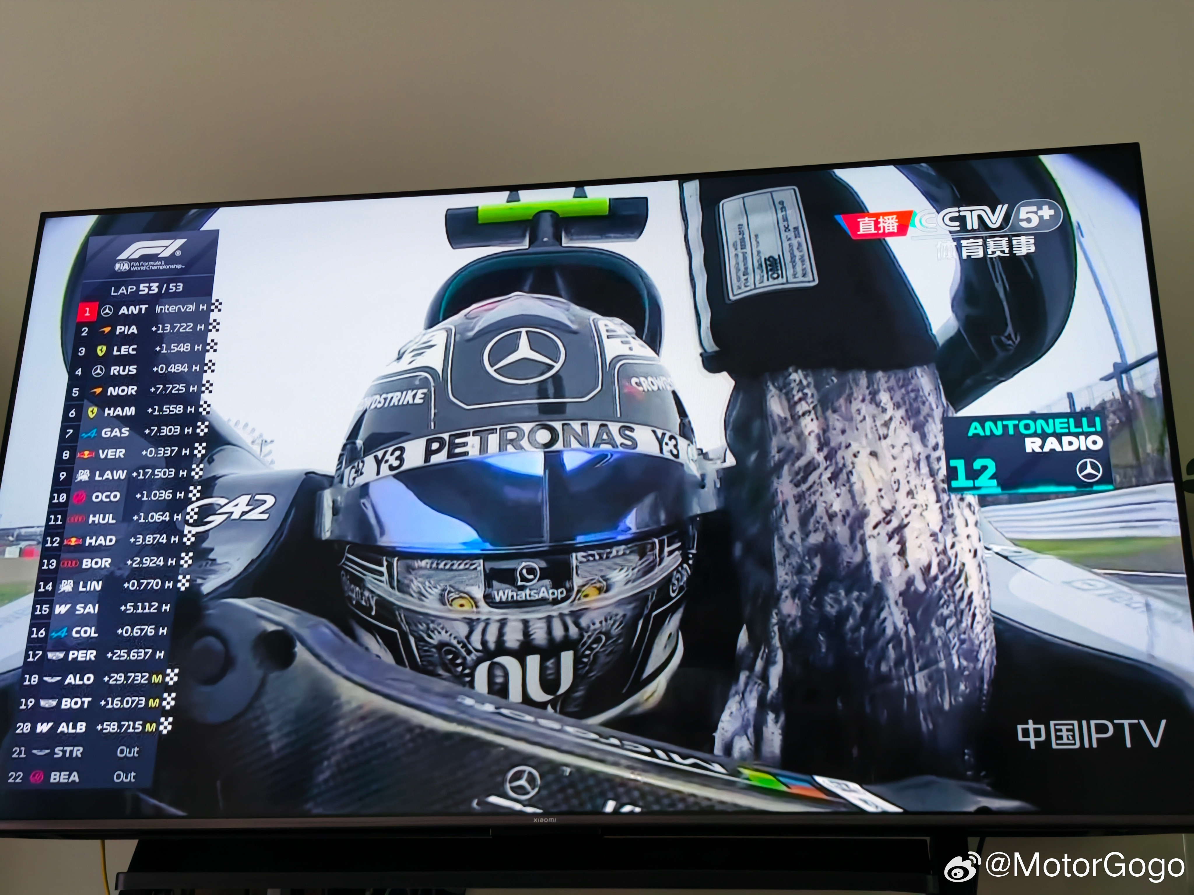 恭喜安东内利，又拿下正赛冠军。迈凯伦也雄起了，乐扣这场表现太棒了，最后反超拉塞尔