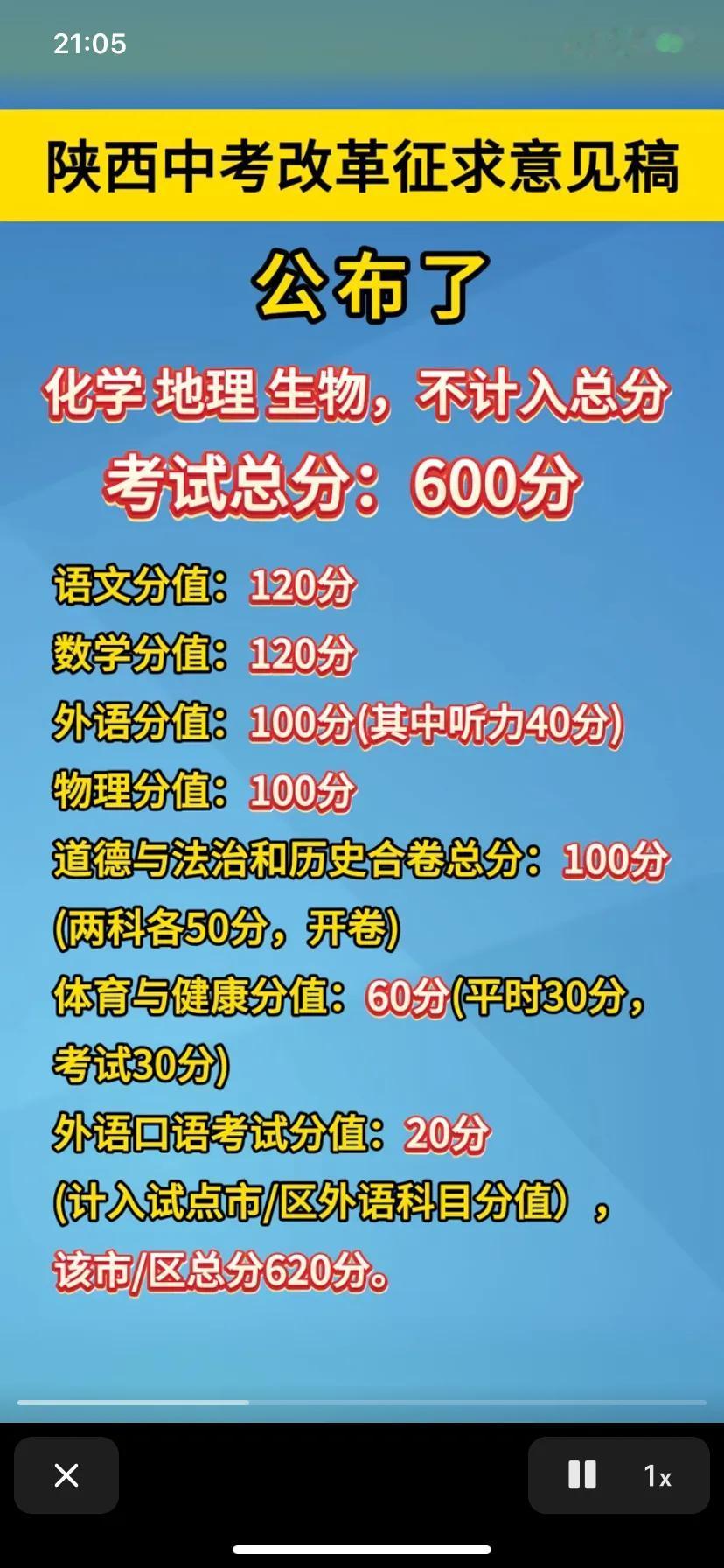 刷视频全都是陕西省中考“改革听证会”的视频其中，最值得关注的就是英语和物理的